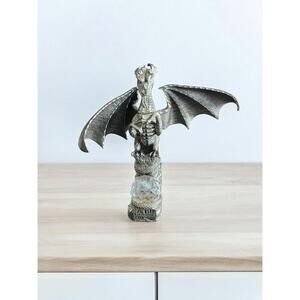 Majestic Dragon pewter Figurine with Crystal Base - Unleash Your Fantasy Decor